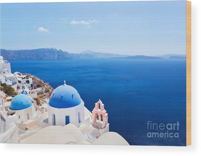 Santorini Wood Print featuring the photograph Oia town on Santorini island Greece #1 by Michal Bednarek