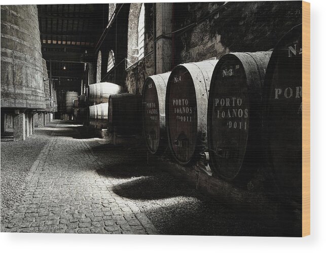 Desaturated Wood Print featuring the photograph Old Porto Wine Cellar #1 by Vuk8691