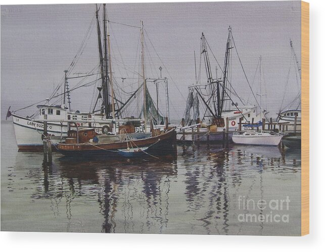 Sailboats Wood Print featuring the painting Opacity by Karol Wyckoff