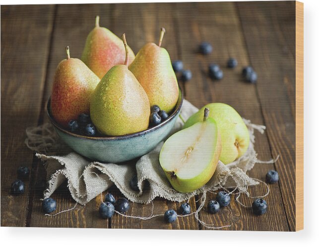 Juicy Wood Print featuring the photograph Pears #1 by Verdina Anna