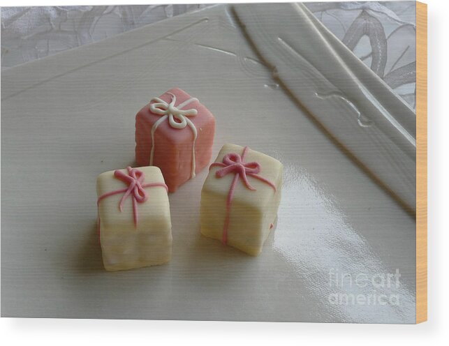 Cake Wood Print featuring the photograph Pink Petit Fours by Valerie Reeves