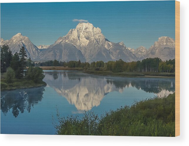 Grand Teton National Park Wood Print featuring the photograph Reflections of Mount Moran #1 by Brenda Jacobs