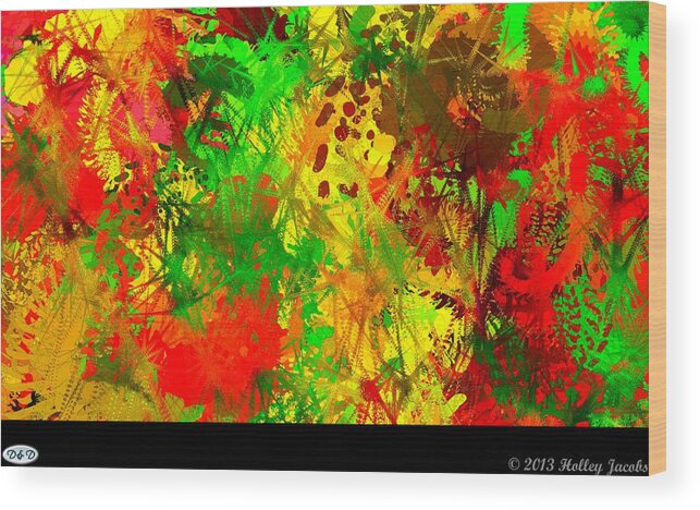 Abstract Wood Print featuring the digital art Replay Colorful #1 by Holley Jacobs