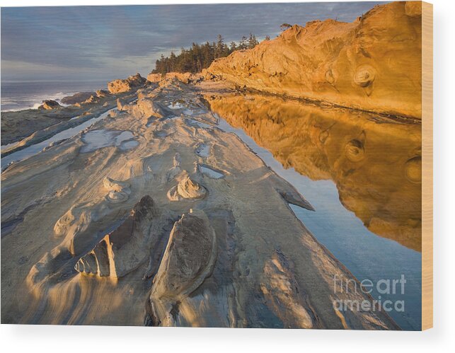 Oregon Landscape Wood Print featuring the photograph Rocky Shore #1 by Sean Bagshaw
