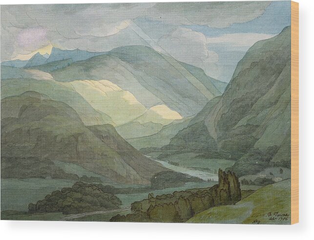Landscape Wood Print featuring the painting Rydal Water by Francis Towne