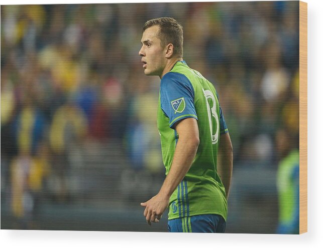 Three Quarter Length Wood Print featuring the photograph Seattle Sounders v Club America - CONCACAF Champions League #1 by Matthew Ashton - AMA
