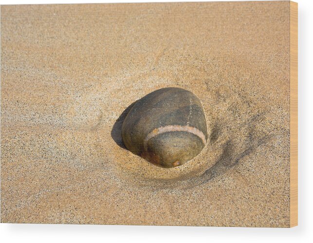 Stone Wood Print featuring the photograph Solitude At The Beach by Andreas Berthold
