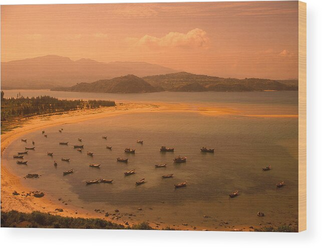 Bay Wood Print featuring the photograph Song Cau Lagoon. Dai Lanh Province #1 by Alain Evrard