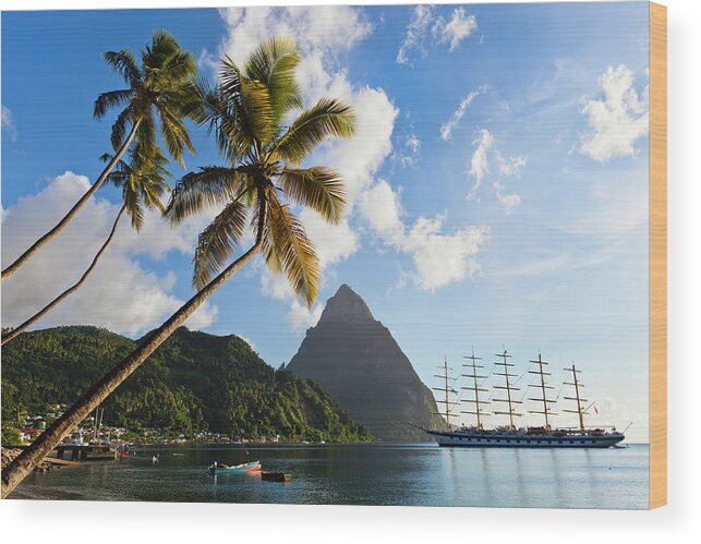 Tropical Rainforest Wood Print featuring the photograph Soufrière Bay, Saint Lucia #1 by Flavio Vallenari