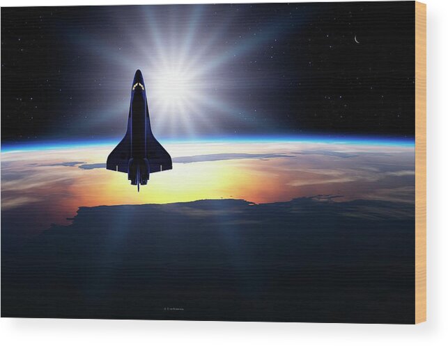 Aerospace Industry Wood Print featuring the photograph Space Shuttle In Orbit #1 by Detlev Van Ravenswaay