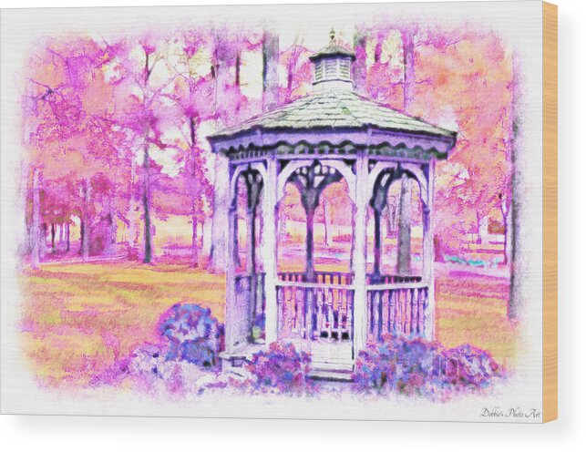 Nature Wood Print featuring the photograph Spring Gazebo series - Digital Paint VI #1 by Debbie Portwood