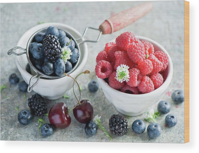Breakfast Wood Print featuring the photograph Summer Berries #1 by Verdina Anna