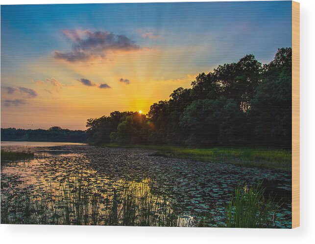 Grant Wood Print featuring the photograph Sunset on Lake Masterman by Adam Mateo Fierro