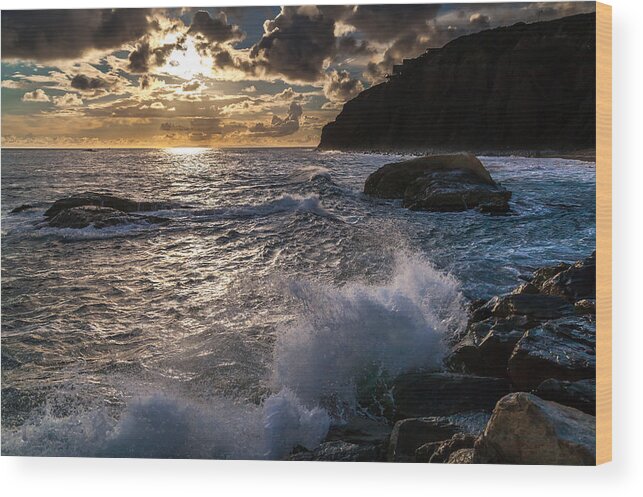 Dana Point Wood Print featuring the photograph Sunset Waves #1 by Rick Seymour