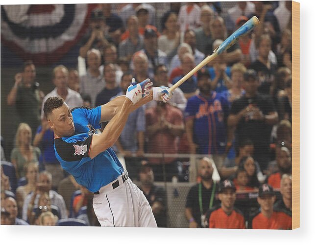 Three Quarter Length Wood Print featuring the photograph T-Mobile Home Run Derby #1 by Mike Ehrmann