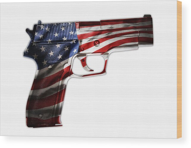 Firearm Wood Print featuring the photograph USA gun 1 #1 by Les Cunliffe