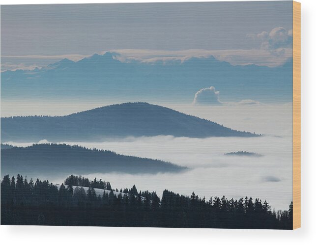 Cloud Wood Print featuring the photograph View From Muggenbrunn Towards The Swiss #1 by Carl Bruemmer