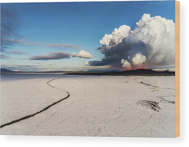 Scenics Wood Print featuring the photograph Volcano Eruption, Holuhraun #1 by Arctic-images