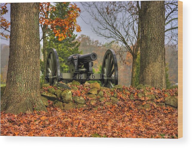 Civil War Wood Print featuring the photograph War Thunder - The Charlotte North Carolina Artillery Grahams Battery West Confederate Ave Gettysburg #2 by Michael Mazaika