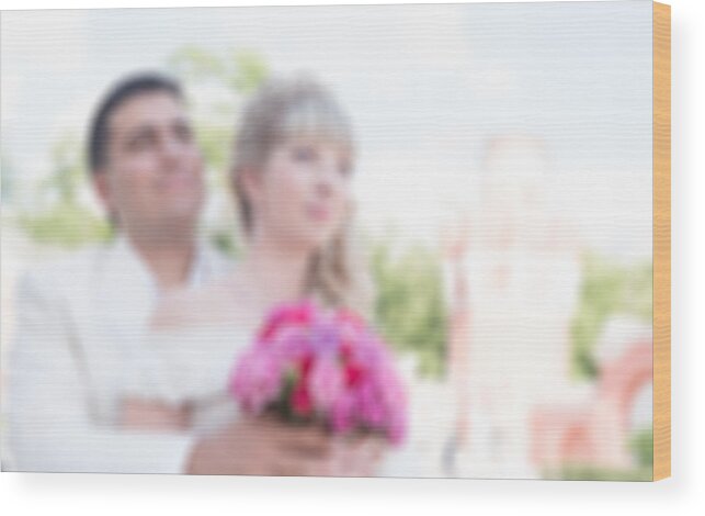 Wedding blur background with bride and groom Wood Print by Nikita Buida -  Pixels