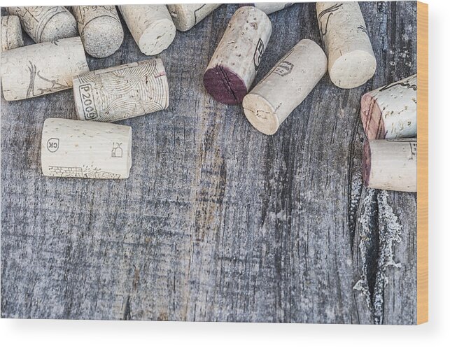Alcohol Wood Print featuring the photograph Wine corks #1 by Paulo Goncalves