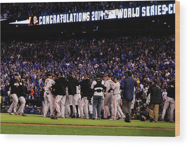 American League Baseball Wood Print featuring the photograph World Series - San Francisco Giants V by Ezra Shaw