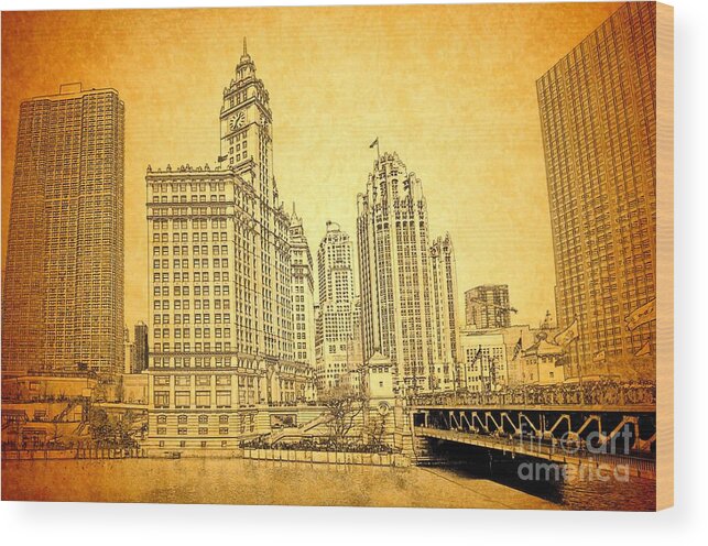 Wrigley Tower Wood Print featuring the photograph Wrigley Tower by Dejan Jovanovic