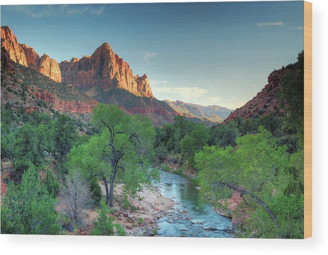 Scenics Wood Print featuring the photograph Zion Canyon National Park #1 by Michele Falzone