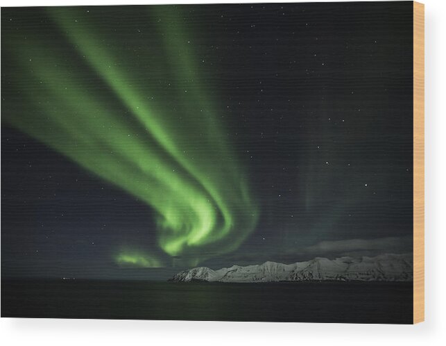 Northern Lights Wood Print featuring the photograph Aurora borealis #2 by Frodi Brinks