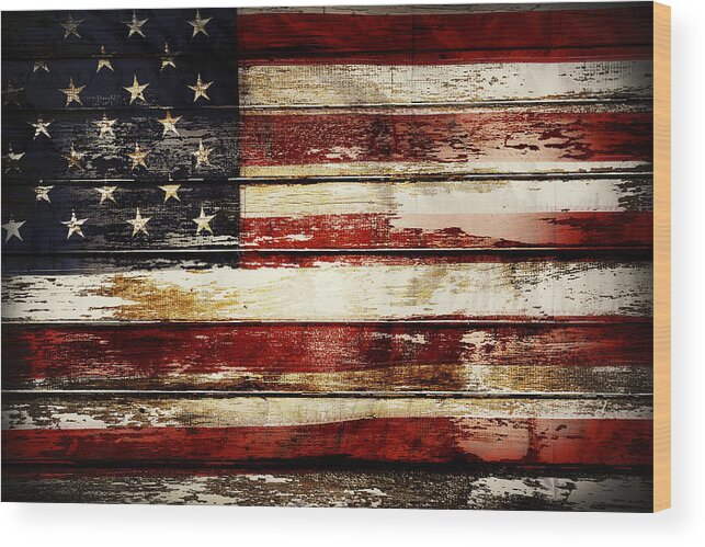 Flag Wood Print featuring the photograph American flag 33 by Les Cunliffe