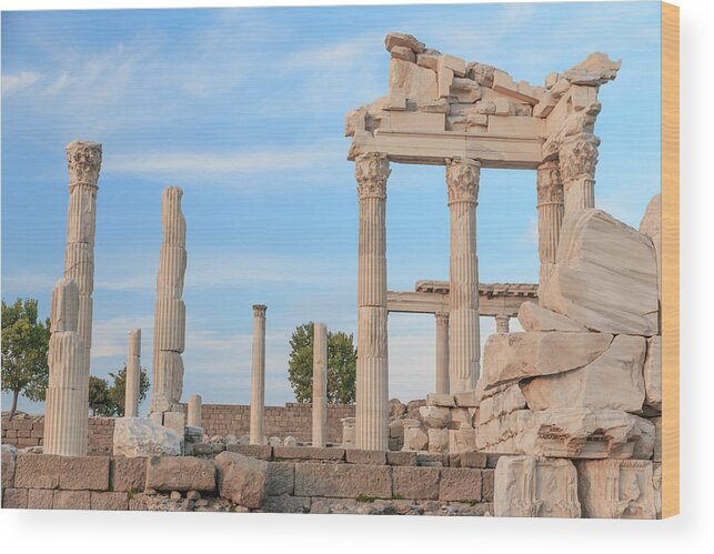 Acropolis Wood Print featuring the photograph Turkey, Izmir, Bergama, Pergamon #11 by Emily Wilson