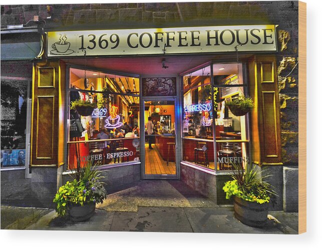 Cafe Wood Print featuring the photograph 1369 Coffee House Cambridge MA by Toby McGuire