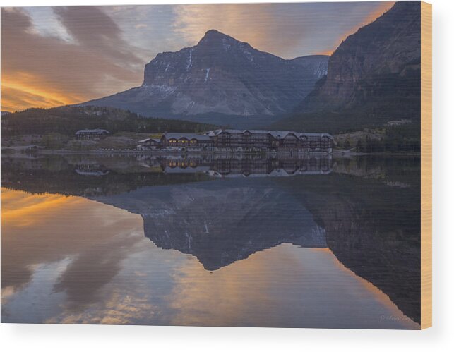 Many Glacier Hotel Wood Print featuring the photograph 140917A-031 Many Glacier Lodge by Albert Seger