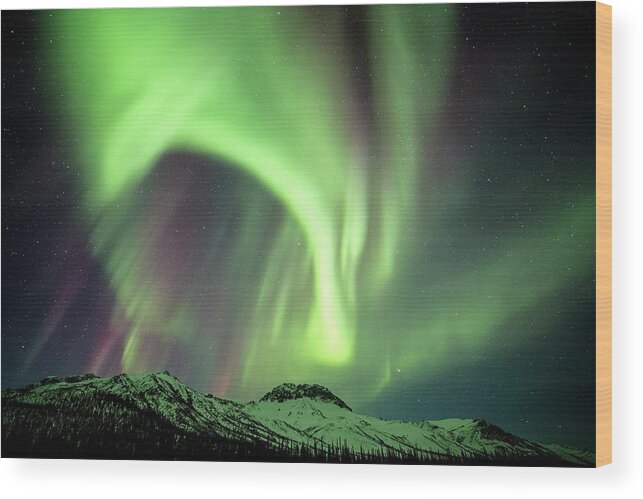 Alaska Wood Print featuring the photograph Aurora Borealis In Alaska #16 by Chris Madeley