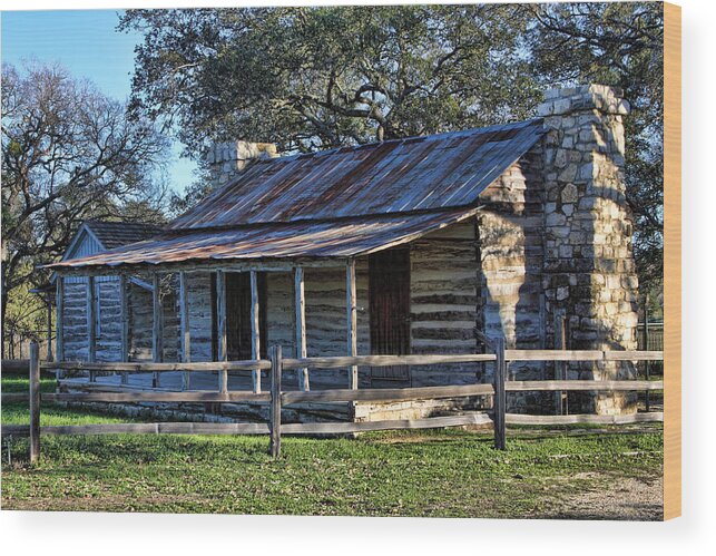 Artitecture Wood Print featuring the photograph 1860 Log Cabins by Linda Phelps