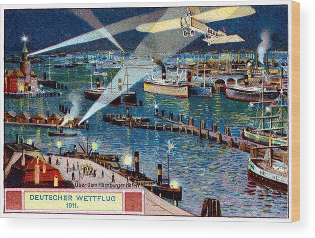 Vintage Aviation Wood Print featuring the painting 1911 German Air Race by Historic Image