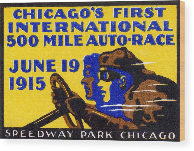 Vintage Wood Print featuring the painting 1915 Chicago Auto Race by Historic Image