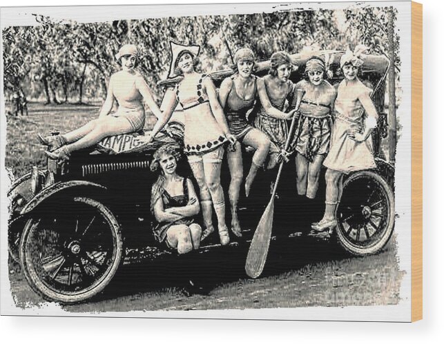 1919 Wood Print featuring the photograph 1919 Bathing Beauties by Audreen Gieger