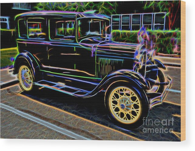 Ford Wood Print featuring the photograph 1929 Ford Model A - Antique Car by Gary Whitton