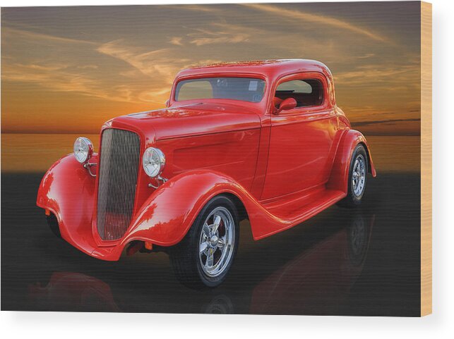 Frank J Benz Wood Print featuring the photograph 1934 Ford Coupe Custom Hot Rod by Frank J Benz