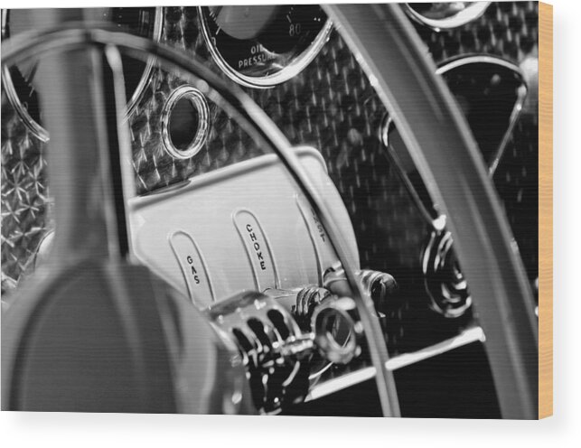1937 Cord 812 Phaeton Steering Wheel Wood Print featuring the photograph 1937 Cord 812 Phaeton Steering Wheel by Jill Reger