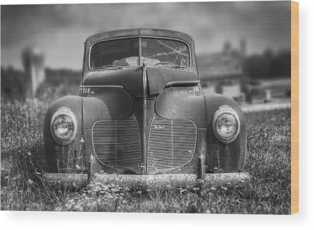 Desoto Wood Print featuring the photograph 1940 DeSoto Deluxe Black and White by Scott Norris