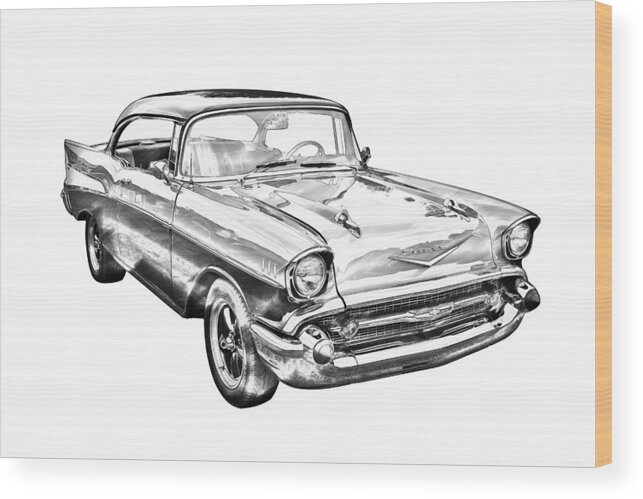 1957 Chevy Belair Wood Print featuring the photograph 1957 Chevy Bel Air Illustration by Keith Webber Jr