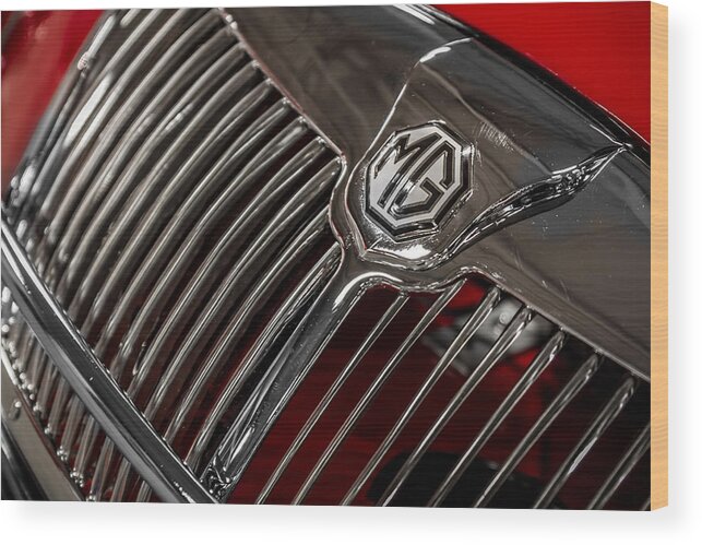 Classic Wood Print featuring the photograph 1958 MGA Roadster Grill and Emblem by Ron Pate