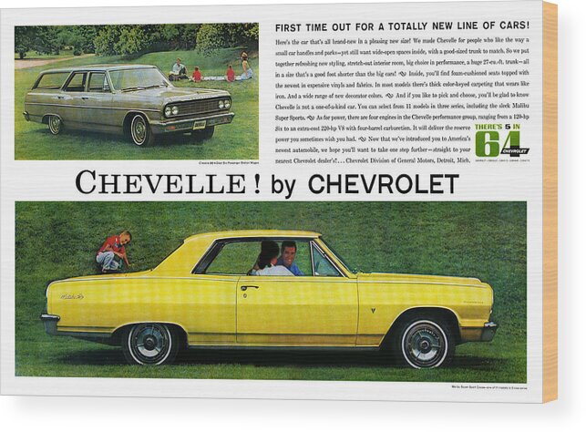 1964 Wood Print featuring the digital art 1964 Chevelle by Chevrolet by Digital Repro Depot