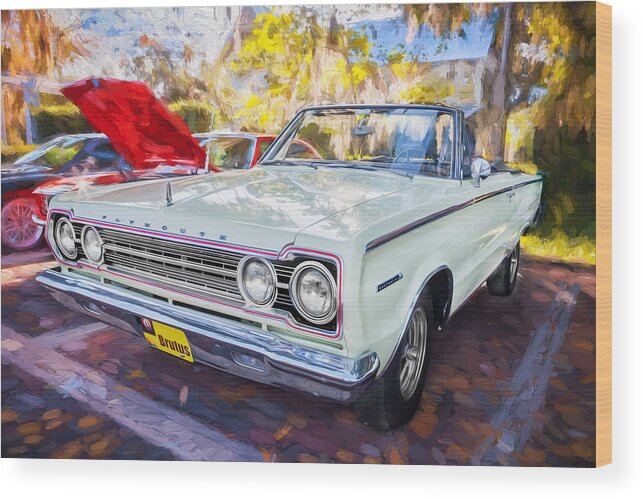 1967 Plymouth Wood Print featuring the photograph 1967 Plymouth Belevedere 2 Convertible Painted by Rich Franco