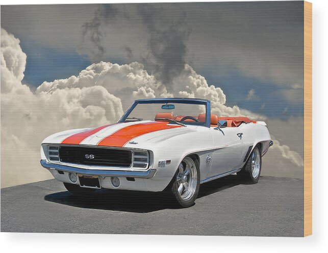 Alloy Wood Print featuring the photograph 1969 Camaro SS350 Convertible by Dave Koontz