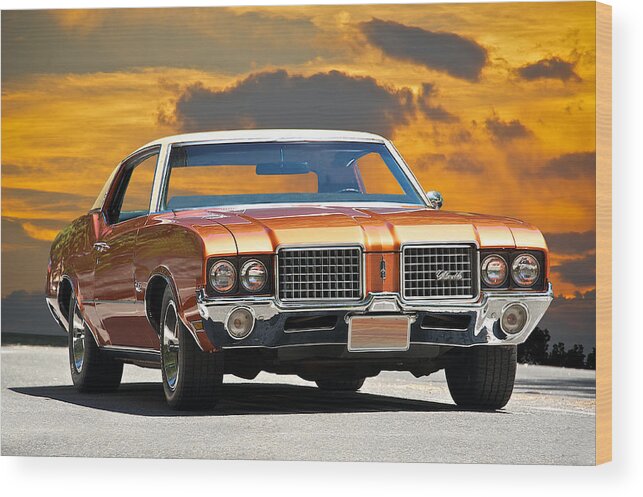 Auto Wood Print featuring the photograph 1971 Oldsmobile Cutlass by Dave Koontz