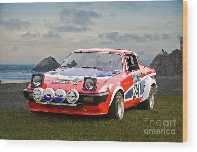 Auto Wood Print featuring the photograph 1976 Triumph TR7 V8 Rally Car by Dave Koontz