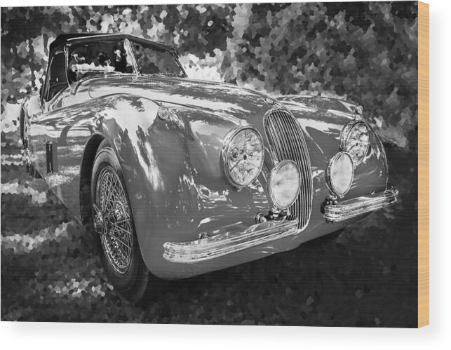 1954 Jaguar Wood Print featuring the photograph 1954 Jaguar XK 120 SE OTS BW #2 by Rich Franco